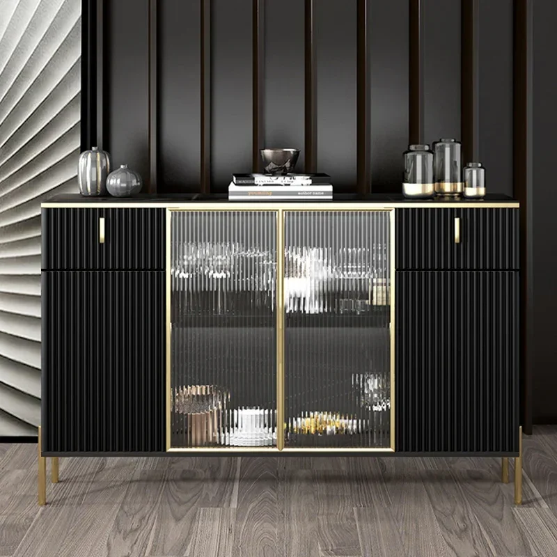 

Light Luxury Stone Plate Dining Side Tea Cabinet Kitchen Microwave Oven Cupboard Living Room Wine Cabinet