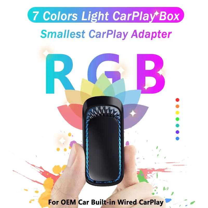 

New RGB Mini CarPlay AI Box for Apple Carplay Wireless Adapter Car OEM Wired CarPlay To Wireless USB Dongle Plug and Play