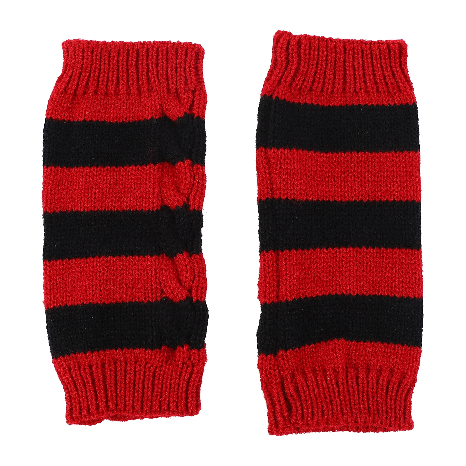 

Warm Yarn Finger Cover Half-finger Women Winter Stripe Stripe Woolen Winter Cycling Warm Gloves Driving Gloves