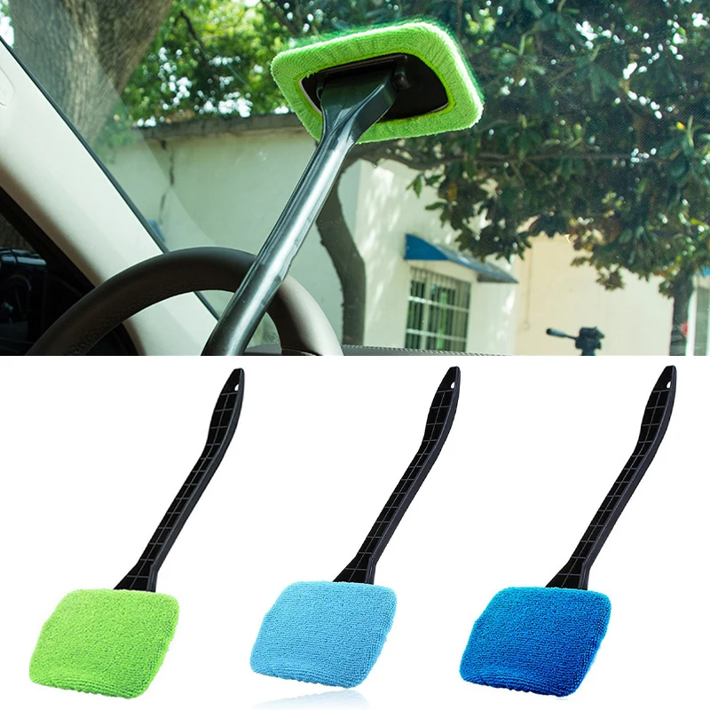 Car Window Cleaner Brush Kit Windshield Cleaning Wash Tool Inside Interior Auto Glass Wiper with Long Handle Car Accessories