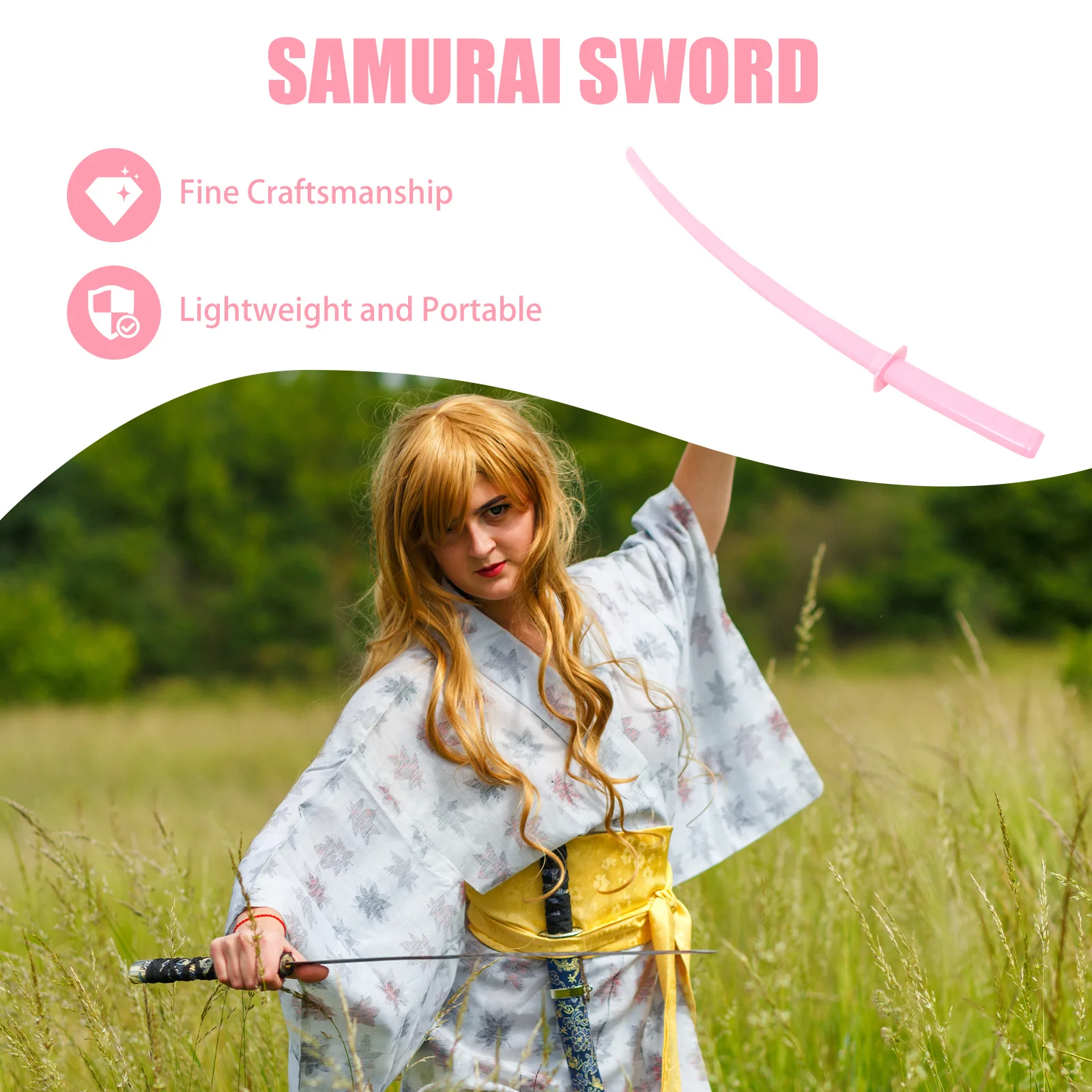 Giocattolo spada cosplay retrattile Accessorio per prestazioni leggero in plastica in stile giapponese per recinzione di allenamento per feste e giochi di ruolo