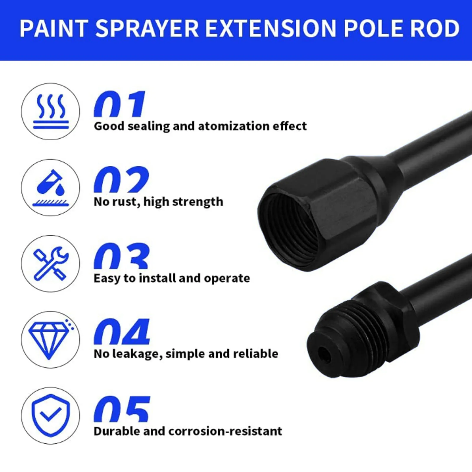 Varilla de extensión de pulverización de 2 piezas, repuesto de poste de extensión de punta de pulverizador de acero inoxidable G7/8 14 para el hogar, Plata
