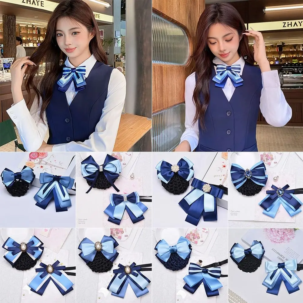 

Fashion Alloy Bow Tie Pearl Jewelry Accessories Bowknot Brooches Rhinestone Neck Decoration Necktie Shirt Collar Pin Women