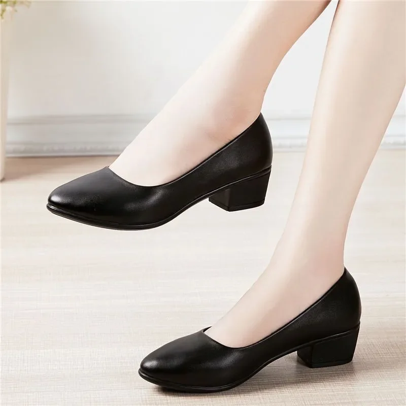 Zapatos de mujer a la moda, dulce, ligero, primavera y verano, zapatos de tacón alto sin cordones para oficina, carrera, zapatos de trabajo suaves a407