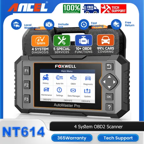 FOXWELL NT614 Elite OBD2 Scanner 4 System Car Diagnostic Tool ABS SRS Engine Code Reader Oil EPB ABS SAS 5 Reset Automotive Tool