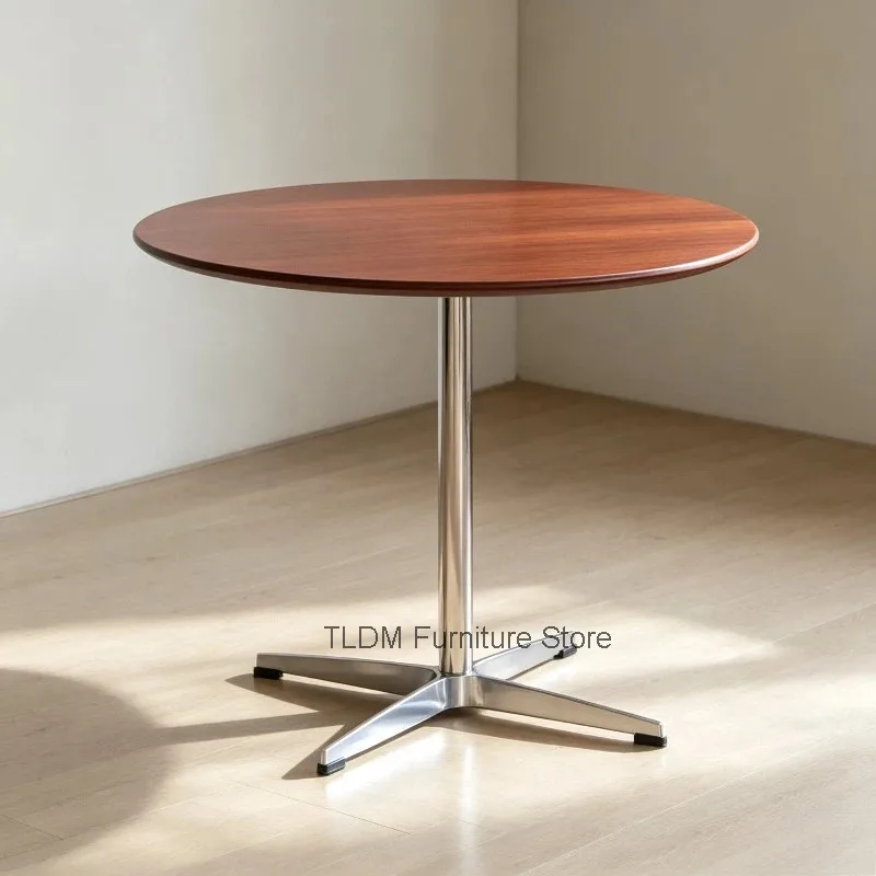Minimalist Round Wood Top Cocktail Table Pedestal Stand Space Saving Small Dining Table Coffee Shop Balcony Breakfast Bar Table
