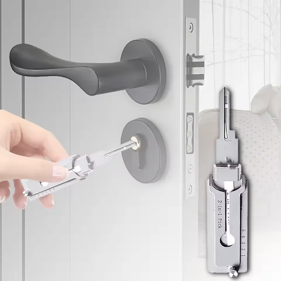 SS001 Stainless Steel Precision Tool 2 In 1 Key Decoder Hook & Pick Set O-ring Pickup Hand Tool Kit Maintenance Repair Tool Set