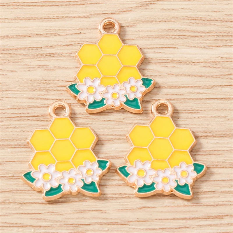 10 Stück Mix Cartoon Tier Biene Charms Emaille Honigbiene Blume Charms Anhänger für Schmuckherstellung Halsketten Ohrringe DIY Handwerk Geschenk – Detail 8
