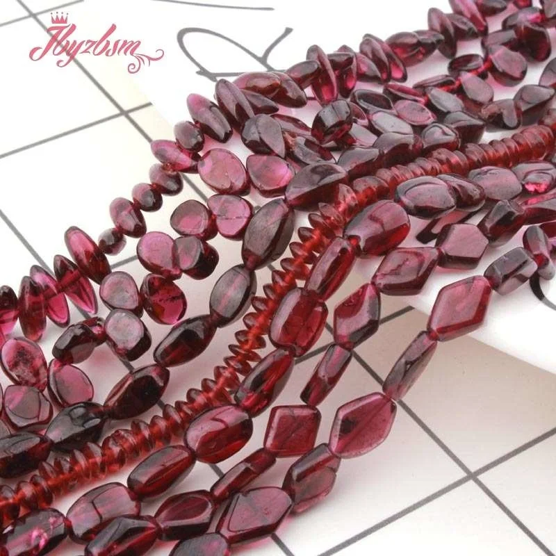 Natural Garnet Coin Freefrom Potato Stone Beads For Woman DIY Necklace Bracelets Jewelry Making Loose Strand 15\