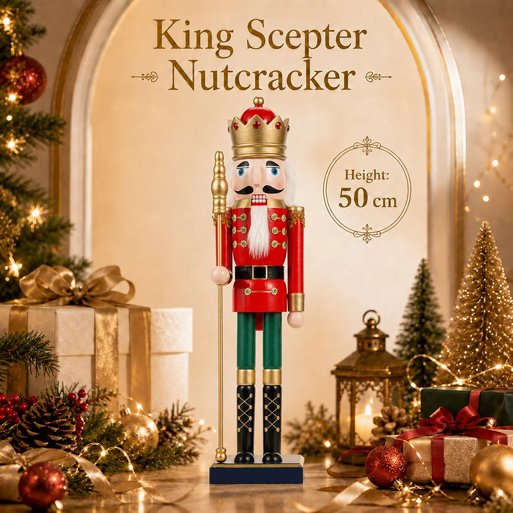 キングセプター-ナットクラッカー-木製-50cm-クラシック-クリスマス-デスクトップオーナメント-ヴィンテージ-リビングルーム-暖炉-ホリデーデコレーション-ギフト
