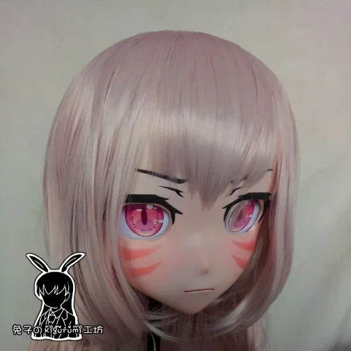 (Coniglio 63) Crossdressing Girl BJD Doll Mask Final Fantasy XIV Cartoon Japan Anime Silicone realistico FF14 Miqote Cosplay