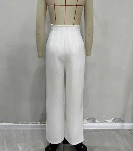 Casual Women's Elegant High Waist Wide Leg Pants with Asymmetrical Waist Pocket Temperament Commuting Female Fashion Loose Pants