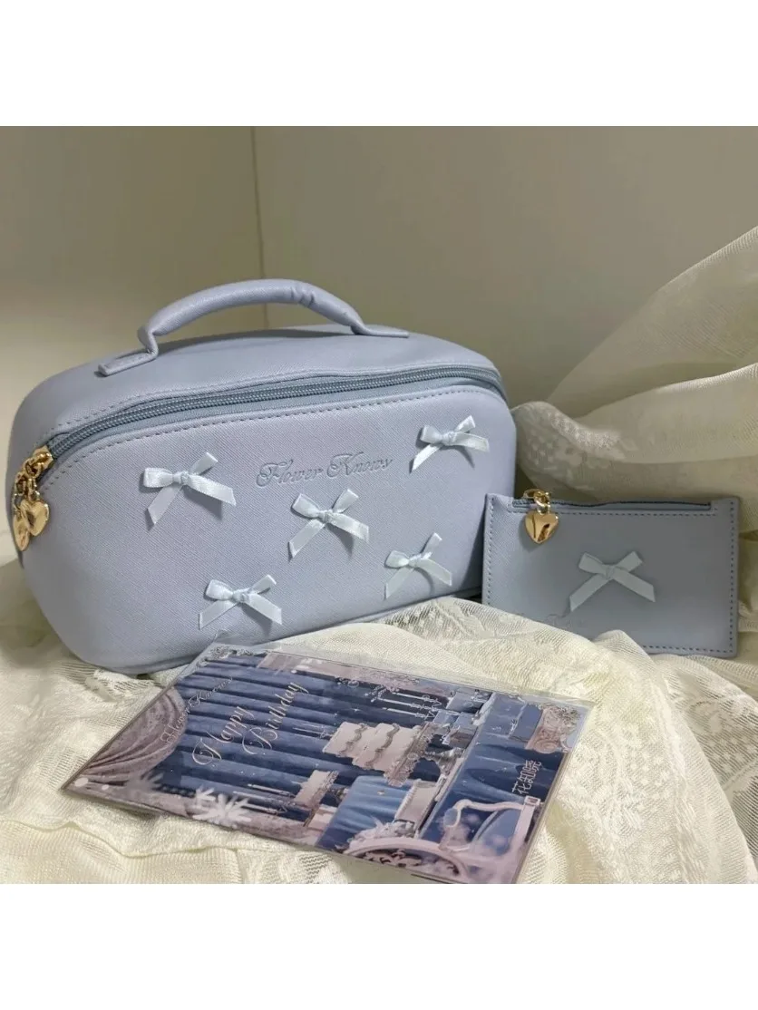 Flower Know Limited Surrounding 7th Anniversary Makeup Folding Hand Mirror Portable Makeup Storage Satchel  Bag