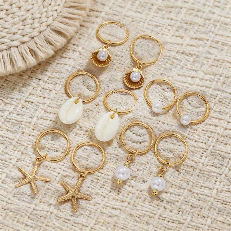 1 Set Muschel-Haarringe im Bohemian-Urlaubsstil, Hip-Hop Dirty Braid Personalisierte Casual Haarspange – Detail 7
