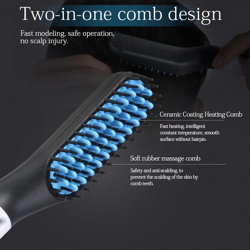 Professional Fast Heated Beard Straightening Comb Customized Small Hair Straightener Brush for Men