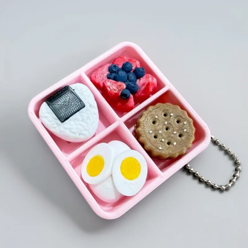 Bread Basket Food Keychain Button with Pendant Accessories Food Series Ornament Keychain