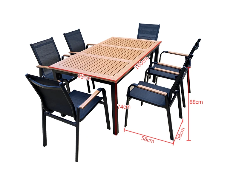 Outdoor stretch plastic wood tables and chairs leisure furniture rain and sun protection