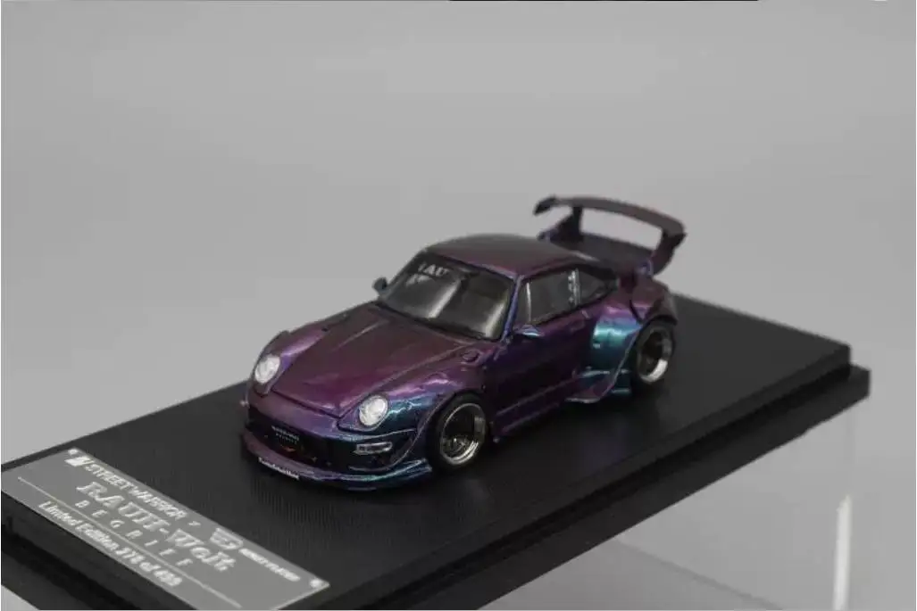 Street Warrior 1:64 Porsche 911 RWB 993 Chamäleon Lila/Blau Druckguss-Modellauto Auf Lager Versandbereit