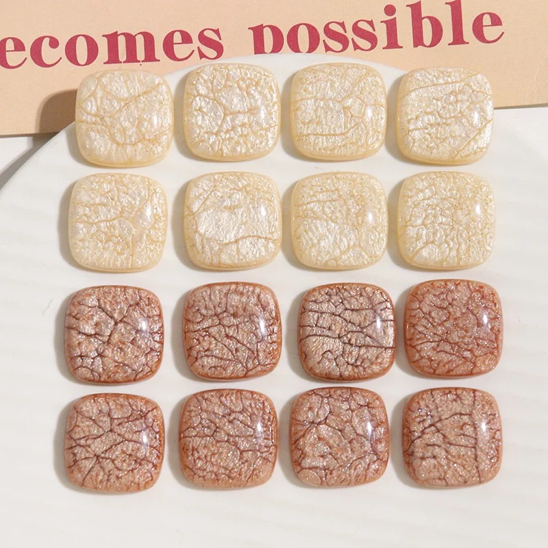 Wholesale 100pcs/lot 22mm Crack effect geometry square shape resin cabochon beads diy jewelry garment hair accessory