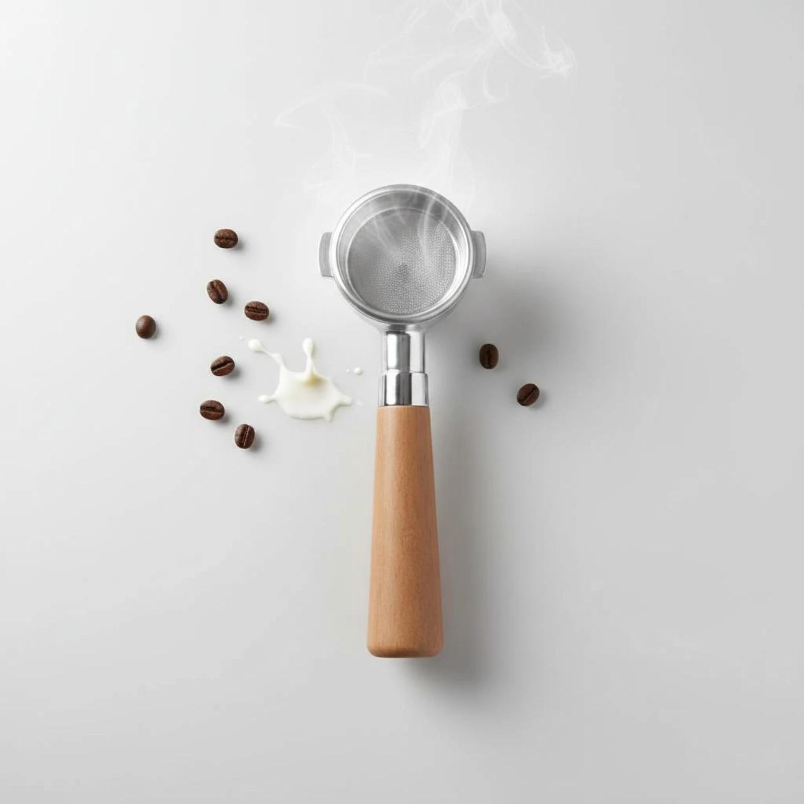 51mm Bottomless Portafilter Ergonomic Grip Uncovered Portafilter with Wood Handle Coffee Machine Part for Baristas, Cafe view 5