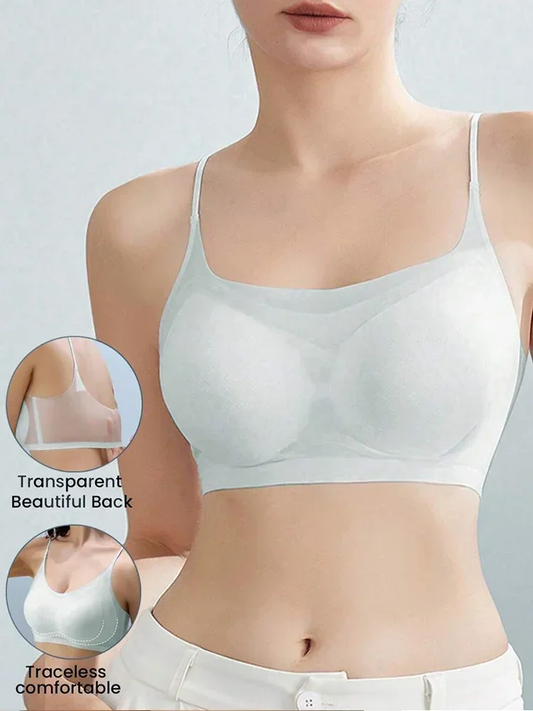 3Pcs Woman Ultra-thin Bra Ice Silk Bra Seamless M-4XL Girl Sports Girl Bra Solid Color Ladies Air Cooling Wireless Brassier