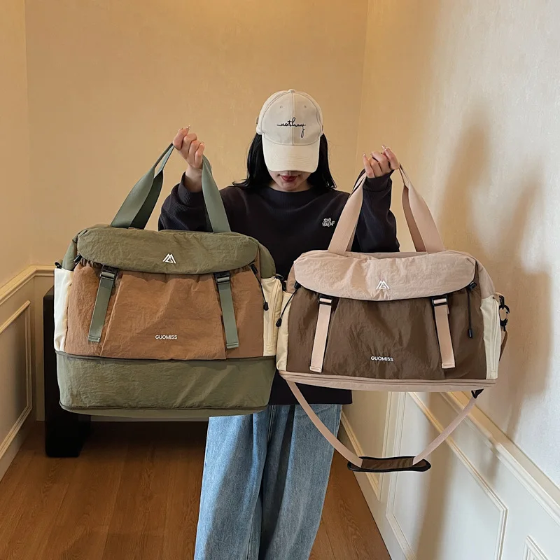 

Мужская легкая дорожная сумка для коротких поездок, вместительная сумка для багажа, женская портативная сумка для деловых поездок с разделением на сухое и влажное отделения