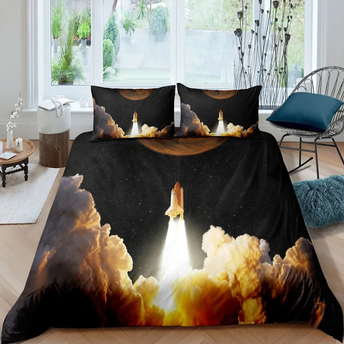 

Fighter Fire King Queen Full Duvet Cover Cool Airplane Bedding Set Military Fans Quilt Cover Red Black Polyester Comforter Cover
