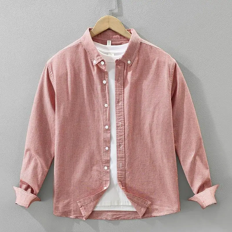 

Мужская рубашка в клетку с длинным рукавом: повседневная, из высококачественной немнущейся ткани, прочная, с узором, модная, для ношения под одеждой