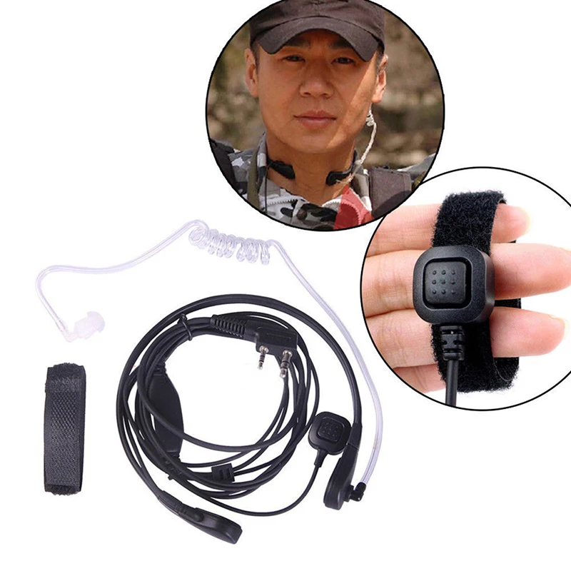Throat Mic Earpiece Headset Finger PTT For  UV5R 888s Radio Walkie Talkie