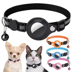 Cat AirTag Holder Collar Breakaway Reflective Strips Adjustable Kitten Collar Waterproof Cat Bell Collar Pet Air Tag Case