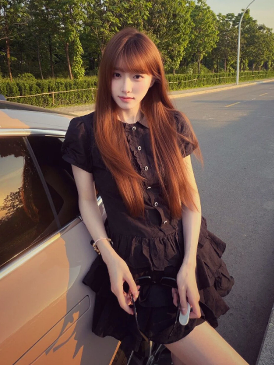 

Unique Korean Style Puffy Waist Short Dress Women's Fashion Summer Cotton High Waist Bouncing Skirt Bubble Sleeve Casual Dress