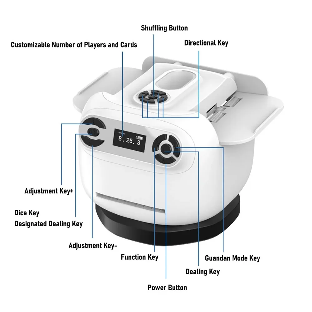 Processador de embaralhador de cartas automático, batedeira de cartas de jogo operada por bateria recarregável