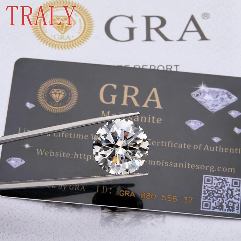 1ct- 20ct White Round Cut Moissanite Loose Stone D Color VVS1 6A GRA Lab Grown Gemstone 8 Heart 8 Arrows Passed Diamond Tester