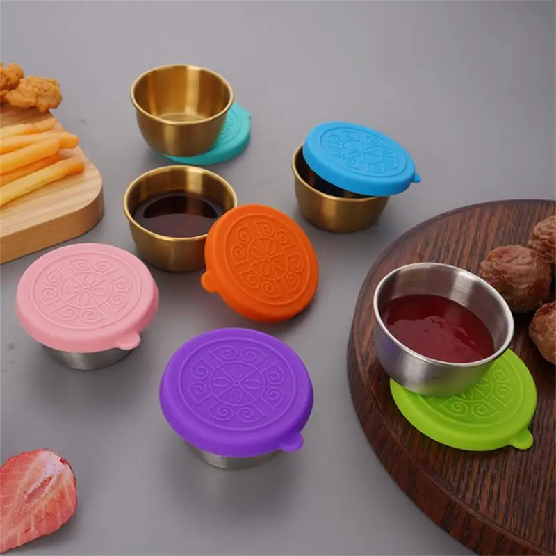 Mini Condiment Bowl Sauce Dressing Container Dispensers Lunchbox  Seasoning Jar Stainless Steel Jars For Spices Kitchen Gadgets