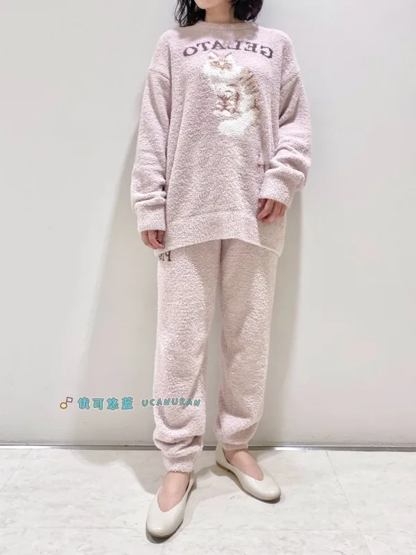 Warm Autumn Winter Sleepwear Soft Plush Dog Pomeranian Bichon  Women's Home Clothes Cat Casual Outfit