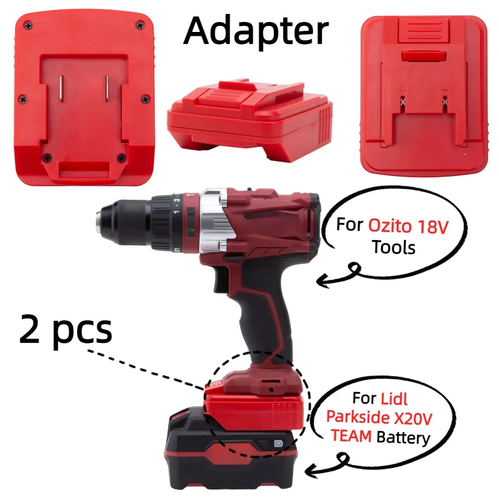 

2 Pcs Battery Adapter for Lidl Parkside X20V TEAM Li-ion Battery TO Ozito 18V Cordless Drill Tools Accessory (Only Adapter)