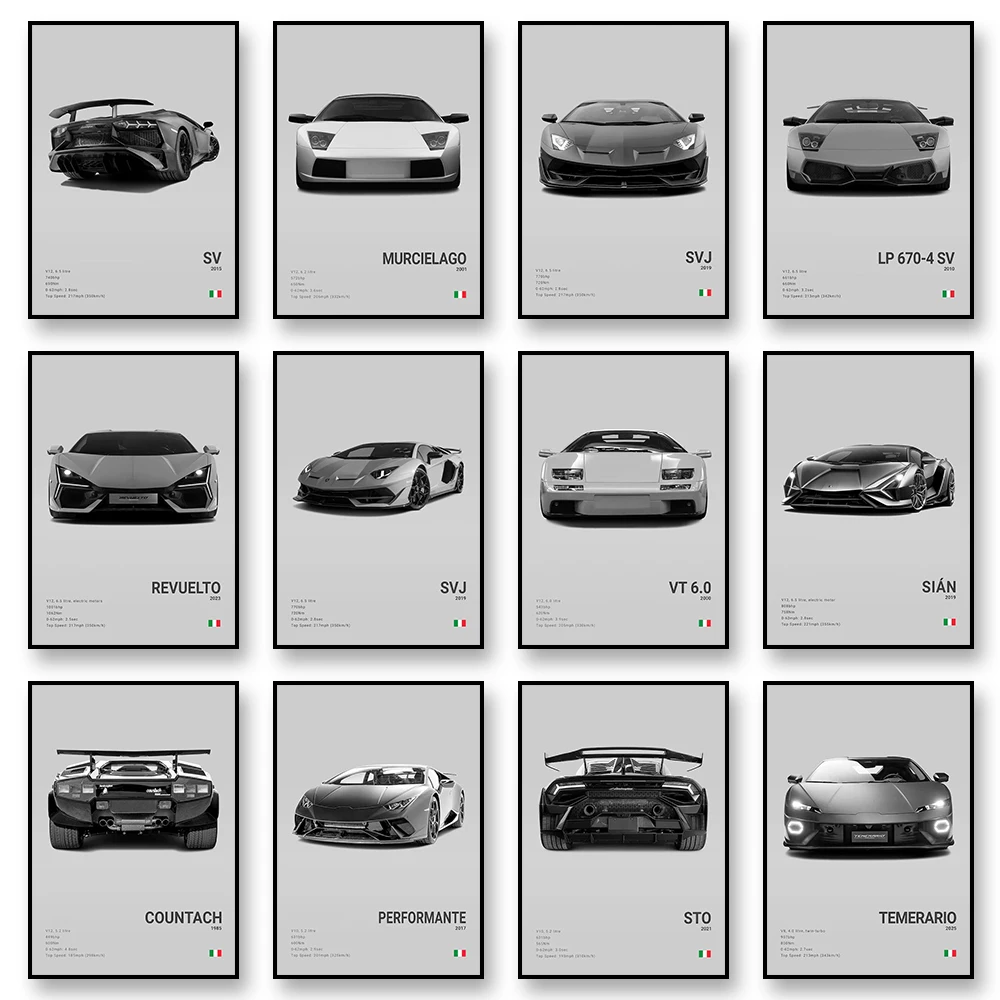 MURCIELAGO VT6.0 Leinwand-Wandkunstdruck-Poster REVURLTO Supercar, dekorative Malerei, moderne Heimdekoration, Auto-Liebhaber-Geschenk, ungerahmt