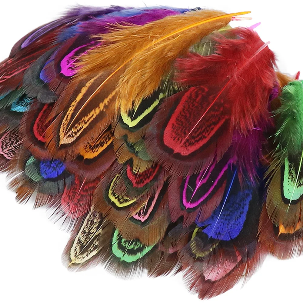 20pcs Natural Chicken Pheasant Feathers for Crafts Fly Tying Fishing Lures Headdress DIY Costume Accessories Bulk Supply 3-8cm