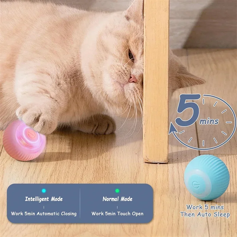 Bola de rolamento automática elétrica para gatos, Bola interativa, Brinquedos inteligentes, Jogo giratório, Acessórios para animais, Gatos