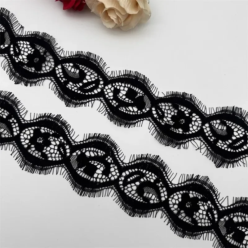 African lace fabric 2024 high quality 1yard eyelashes, garment stitching, embellishment materials, DIY necklines accessories