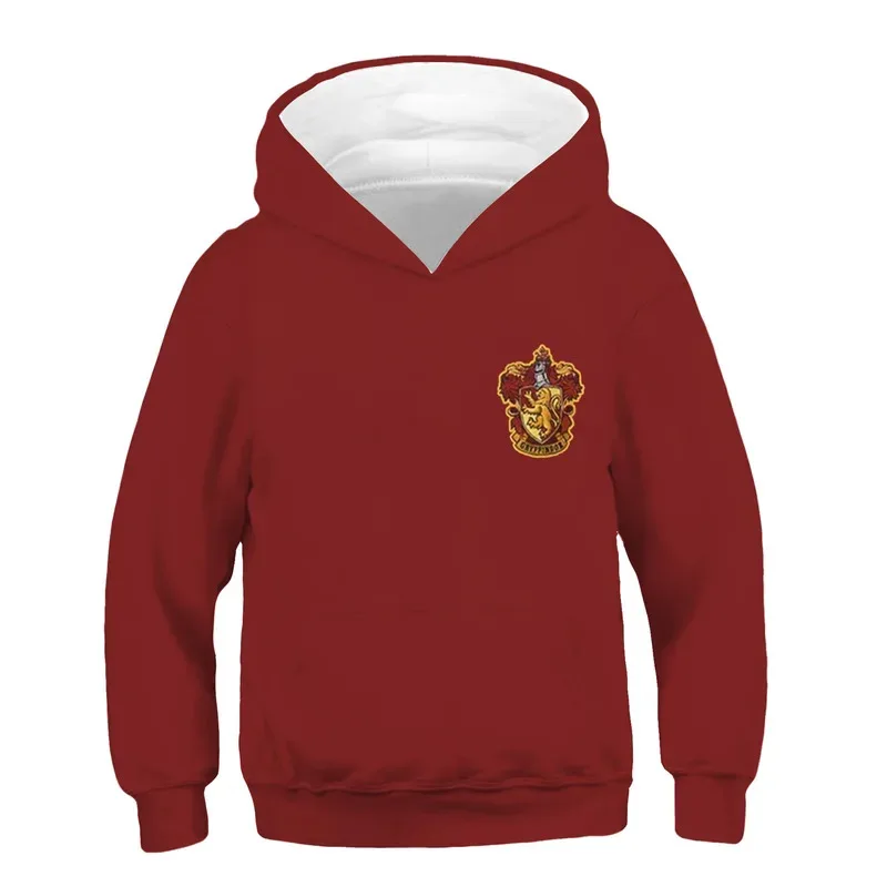 2025 New Anime Boys Girls Children's Clothes Slytherin Hooded Sweatshirts Hufflepuff Ravenclaw Novelty Kids Pot A Loving Family