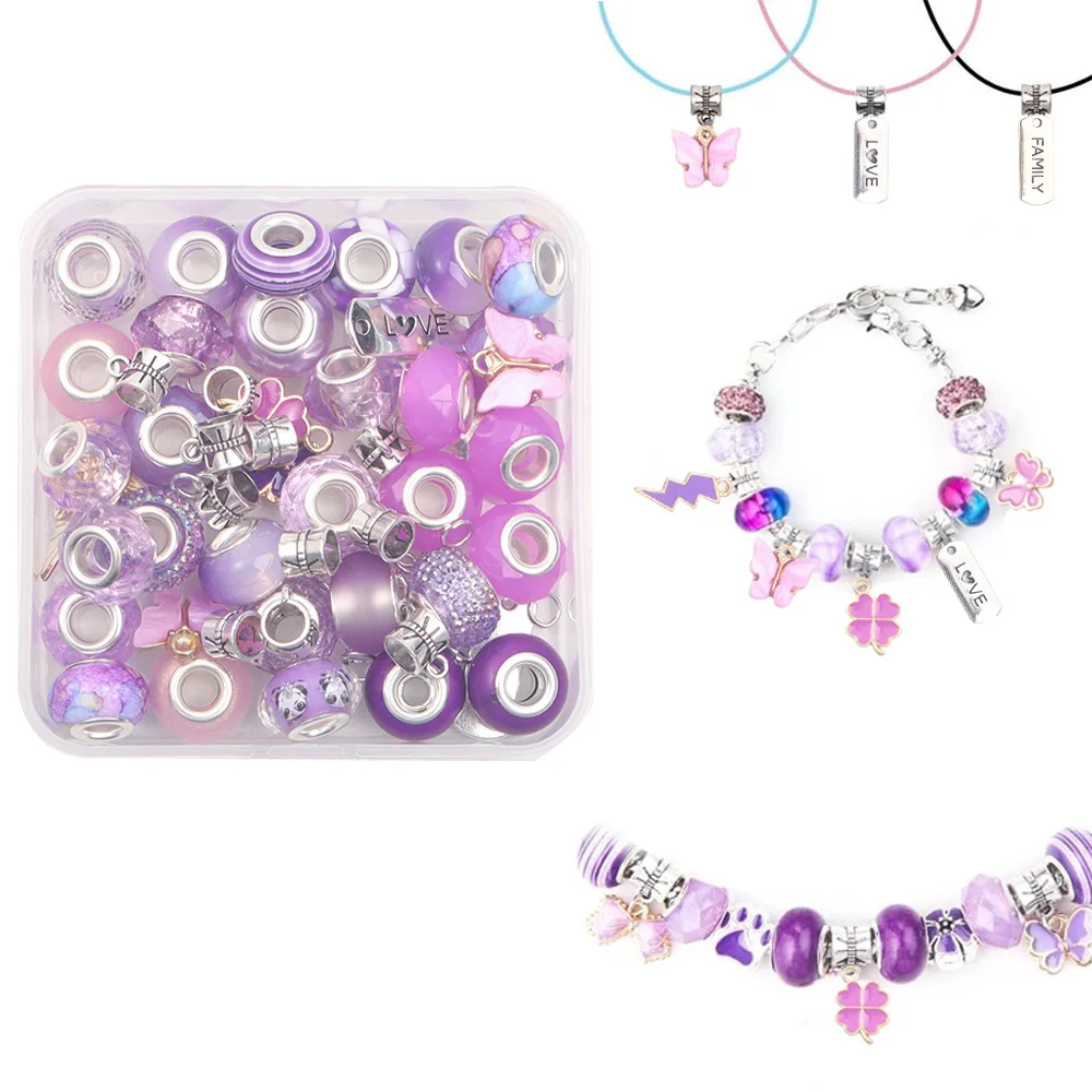 70pcs Random European Style Large Hole Beads and Jewelry Making Kit Can Be Used for DIY Bracelet, Earring, and Jewelry Making