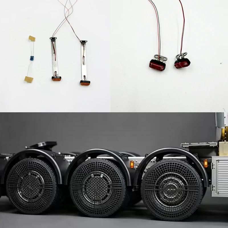 

Side LED Width Lights, Hazard Warning Lights Long Brackets and Short Brackets for 1/14 Tamiya RC Truck Trailer Tipper DIY Parts