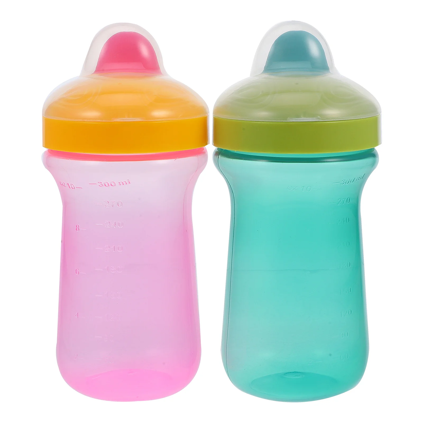 

2 шт., детские обучающие чашки, 300 мл, портативные бутылки для воды-непроливайки для детей 12-18 месяцев, розовые, зеленые, тренировочные стаканы для напитков с защитой от пролива