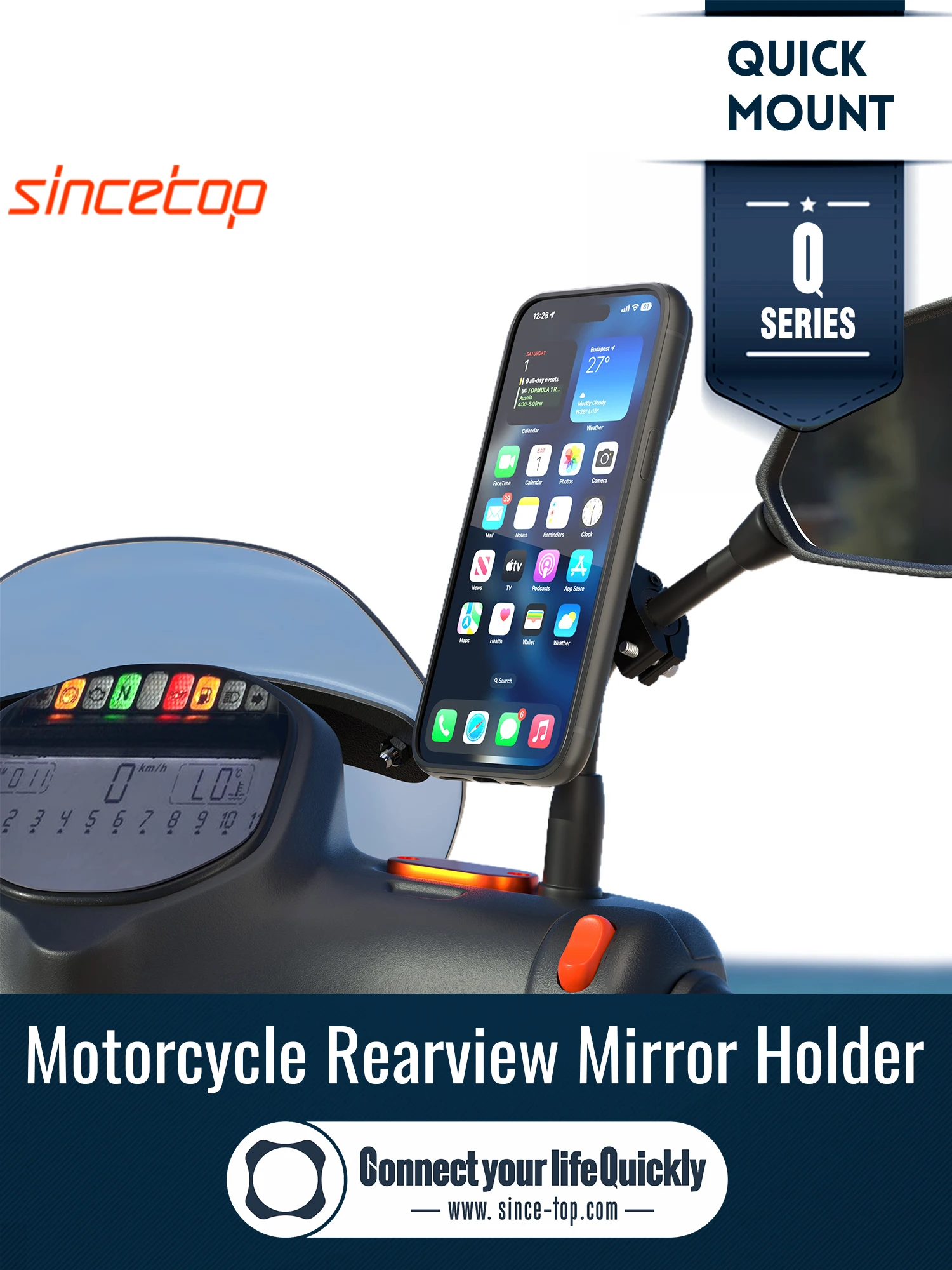 

Мотоциклетное зеркало заднего вида, держатель для телефона, электромобили, мото-навигация, поддержка крепления, кронштейн для мобильных телефонов серии Q