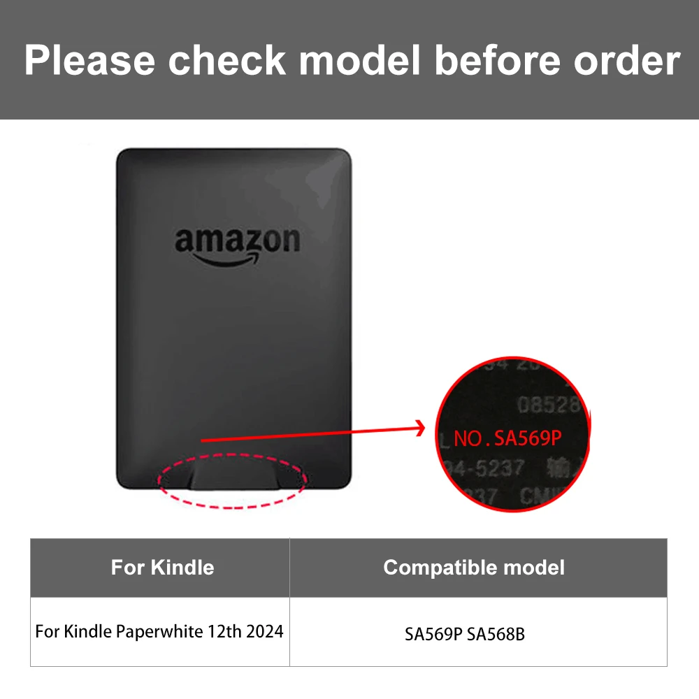 For Kindle Paperwhite 12th Generation 2024 Case 7 Inch PU Leather Stand Capa SA569P SA568B Auto Sleep Cover