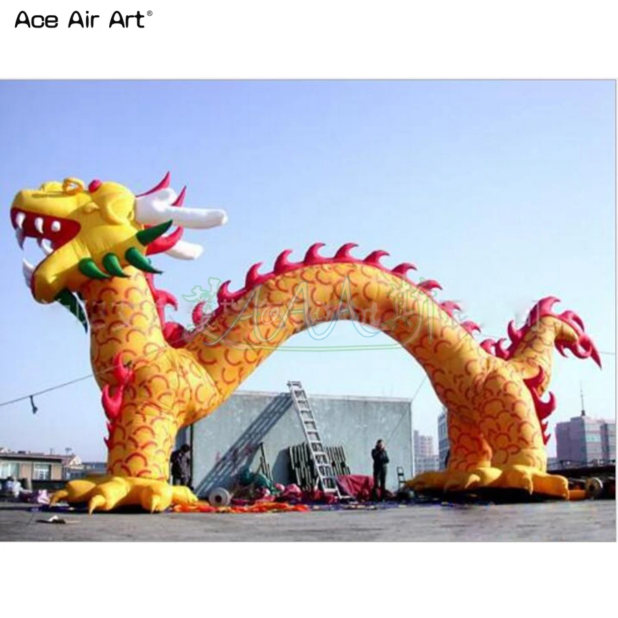 

8mW*3.6mH Outdoor Inflatable Arch Giant Inflatable Dragon Model Animal Mascot For Party Event Made By Ace Air Art