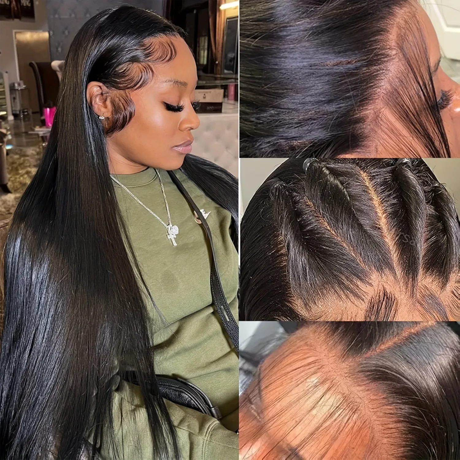 

13x4 Human Hair Straight HD Lace Frontal Hair Pre Plucked Bleached Knots Straight Lace Front Wigs Brazilian Virgin Human Hair Gl