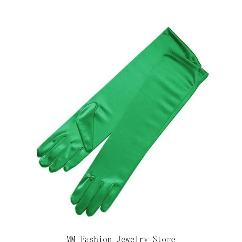 D0ub عشاء عشاء الساتان قفازات قفازات قفازات طويلة للنساء أوبرا سيدة موضوع الملحقات الأزياء