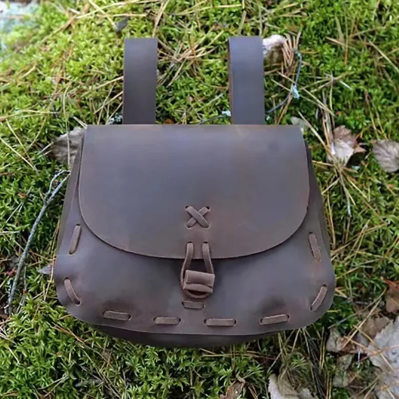 Renascença medieval PU couro estilo bolsa viking, bolsa de cintura, bolsa de moedas retro, adereços cosplay larp, homens e mulheres